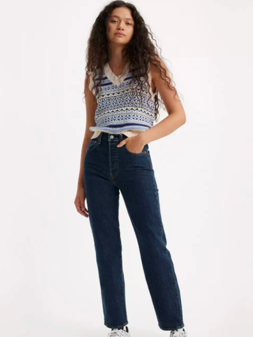 Levi’s Wedgie Straight Leg Jeans Salsa Dark Stone Dark Wash